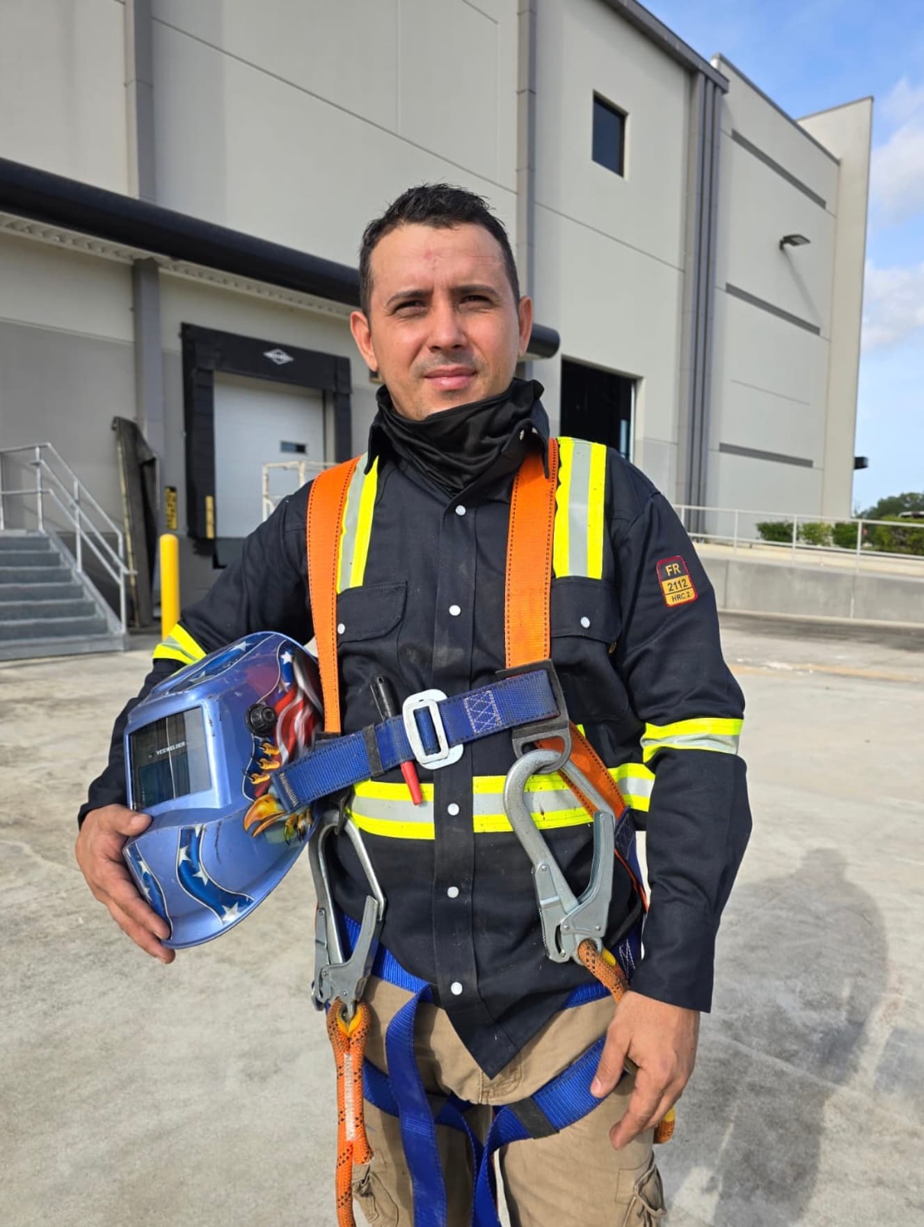 Yoiris Amado, owner and master welder, on a job site in the Tampa Bay area